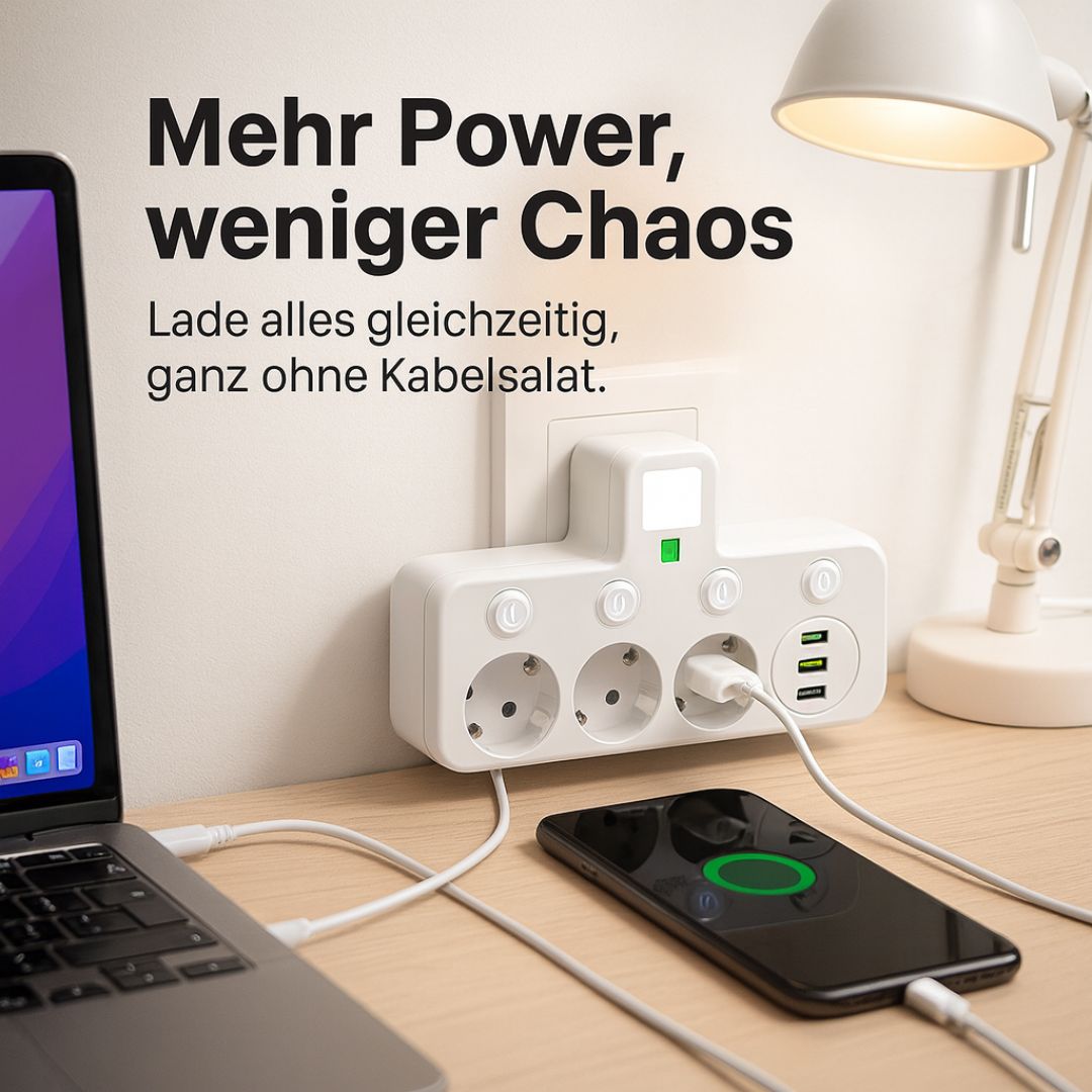 Smart Power Strip with USB Ports & Switch - Charge Multiple Devices