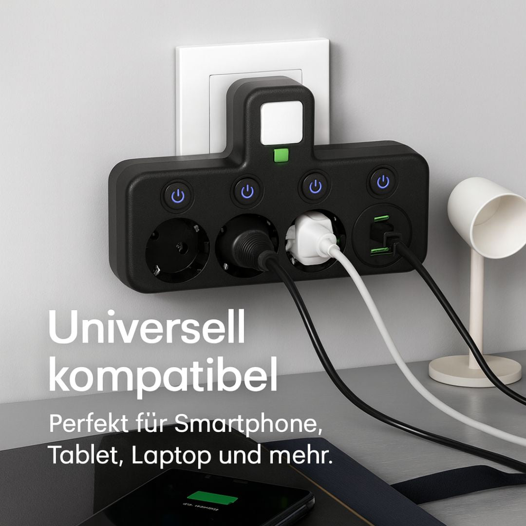 Smart Power Strip with USB Ports & Switch - Charge Multiple Devices