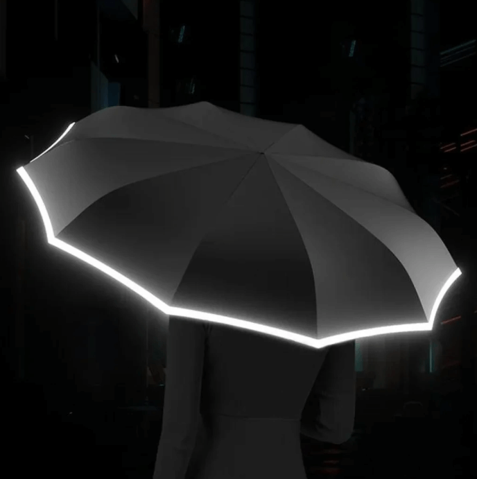 Wind-Resistant Umbrella with Reflective Features