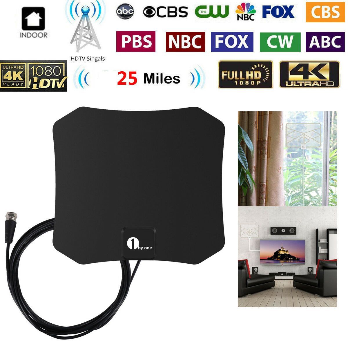 Compact Indoor 4K Satellite TV Antenna