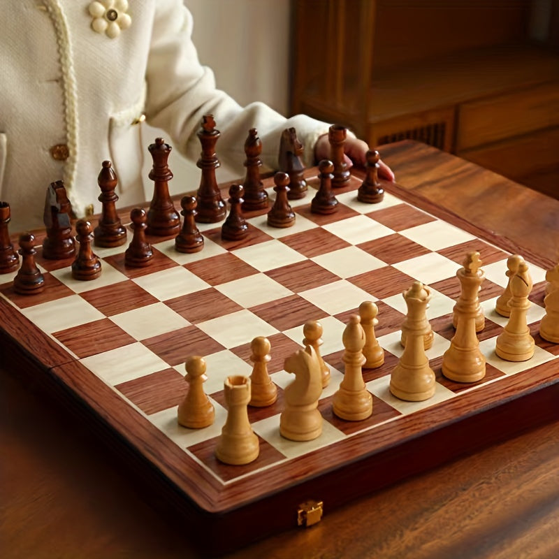 Elegant Wooden Chess Set | Portable & Foldable Design