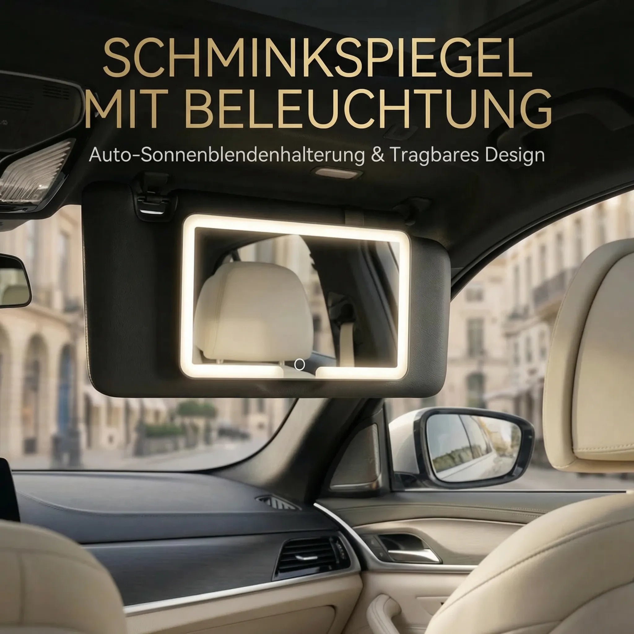 Illuminated Car Makeup Mirror | Travel-Friendly Beauty Reflector