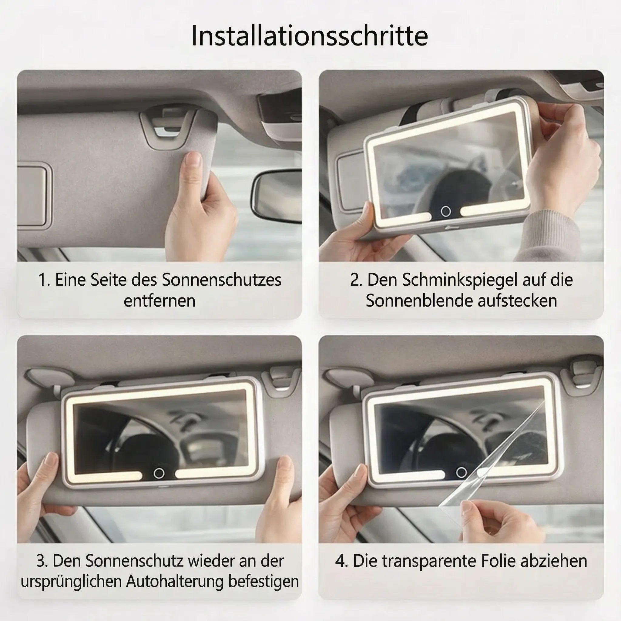 Illuminated Car Makeup Mirror | Travel-Friendly Beauty Reflector