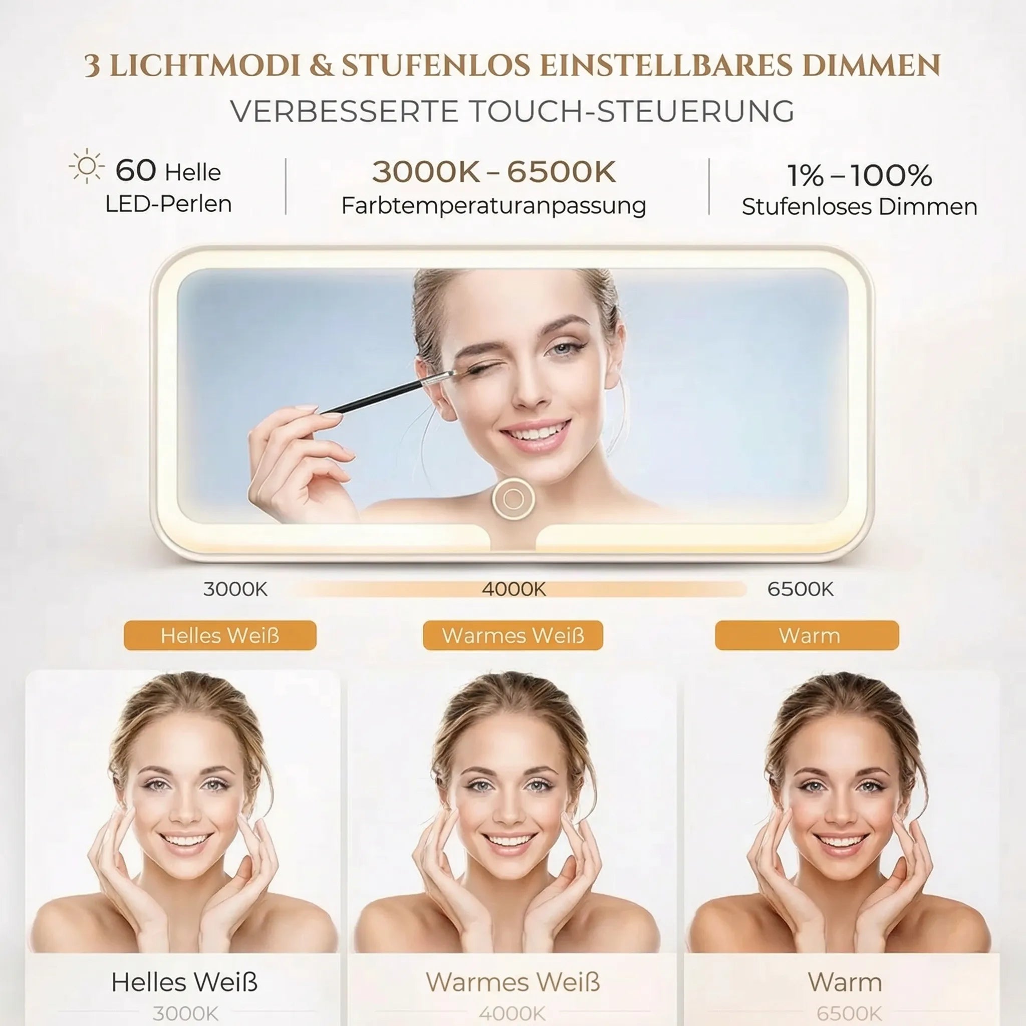 Illuminated Car Makeup Mirror | Travel-Friendly Beauty Reflector