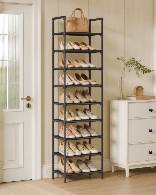 Slim Metal Shoe Rack | Space-Saving Storage Solution