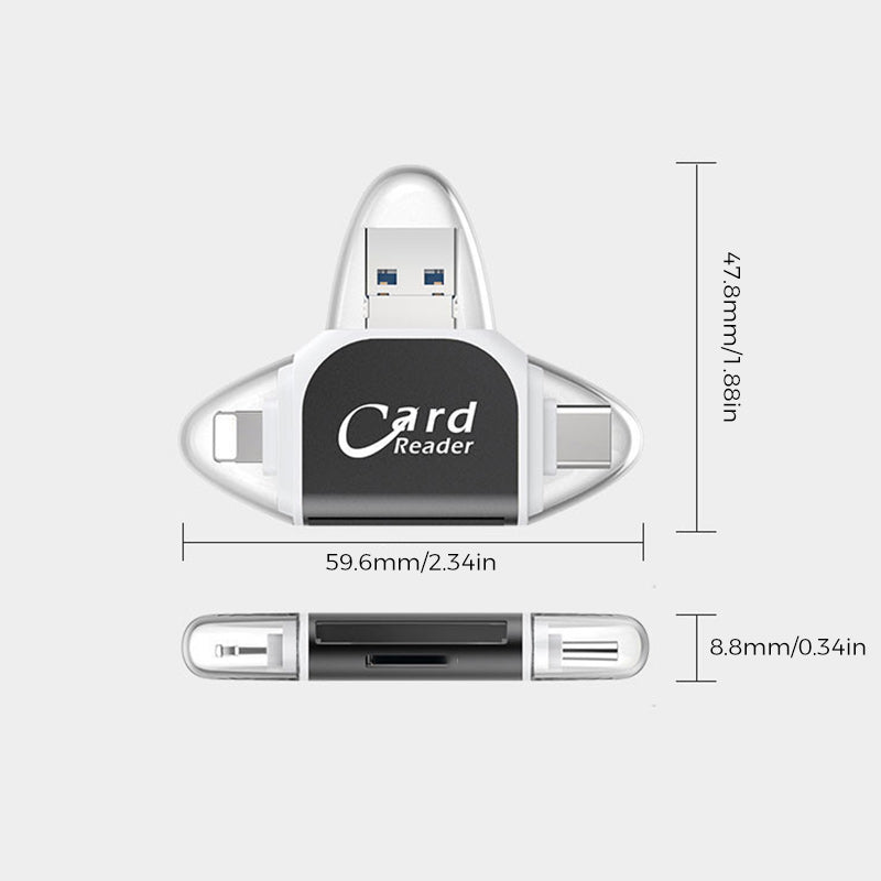 Universal SD Card Reader with USB A, USB C, Micro USB & Lightning