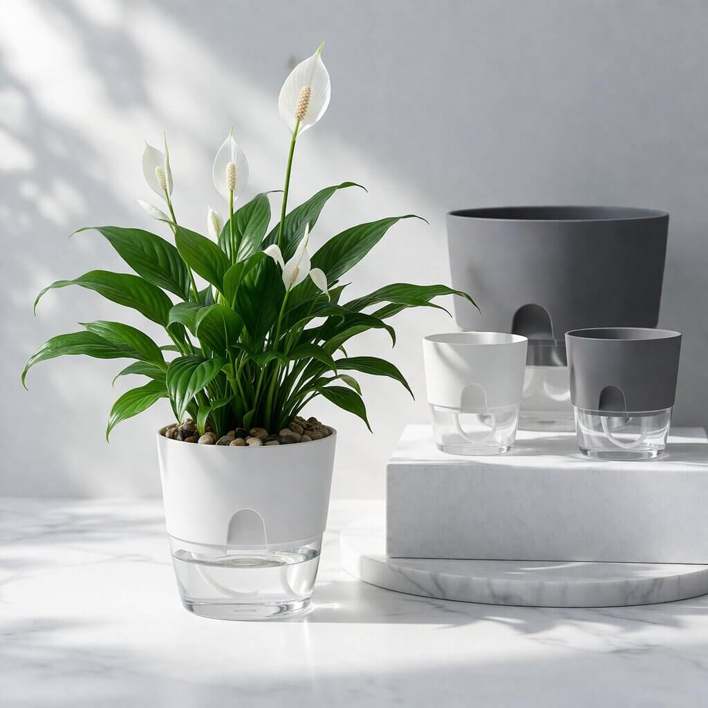 Self-Watering Plant Pot with Reservoir for Indoor & Outdoor Use