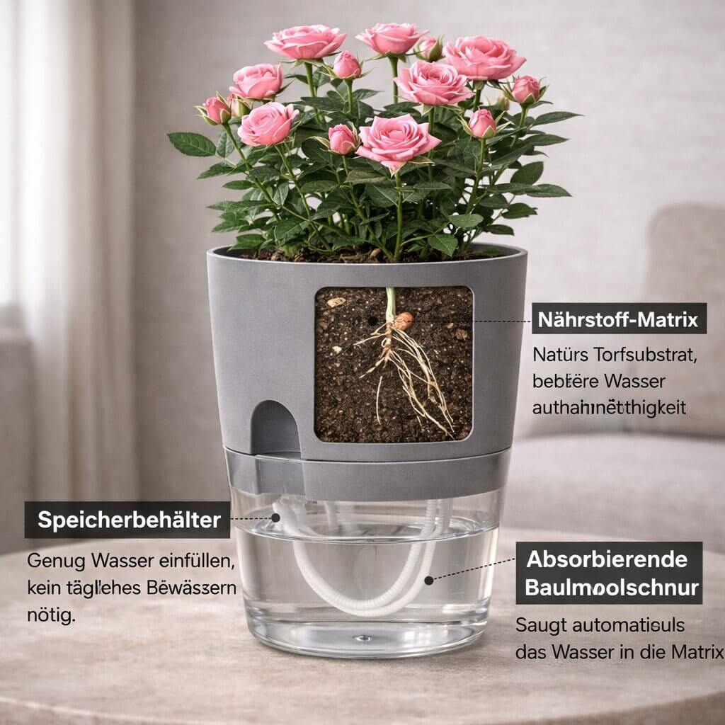 Self-Watering Plant Pot with Reservoir for Indoor & Outdoor Use