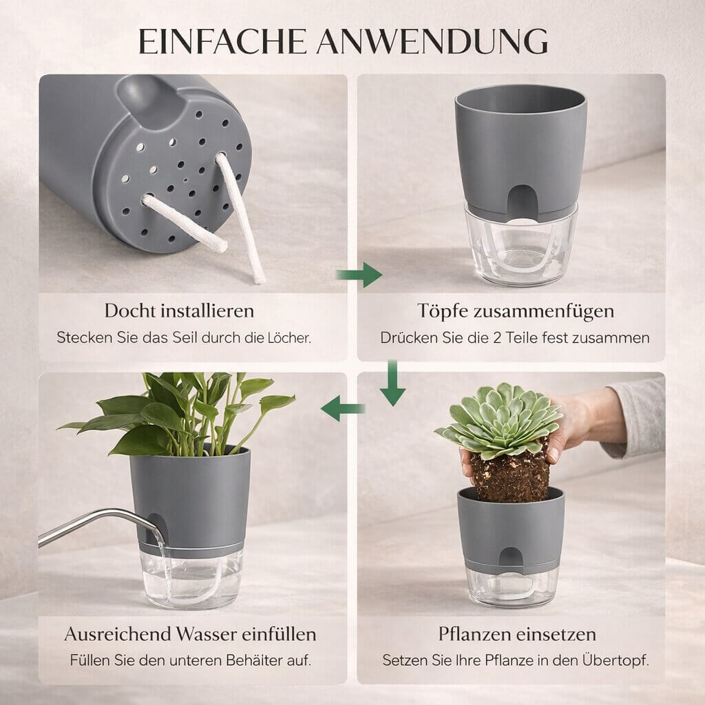 Self-Watering Plant Pot with Reservoir for Indoor & Outdoor Use