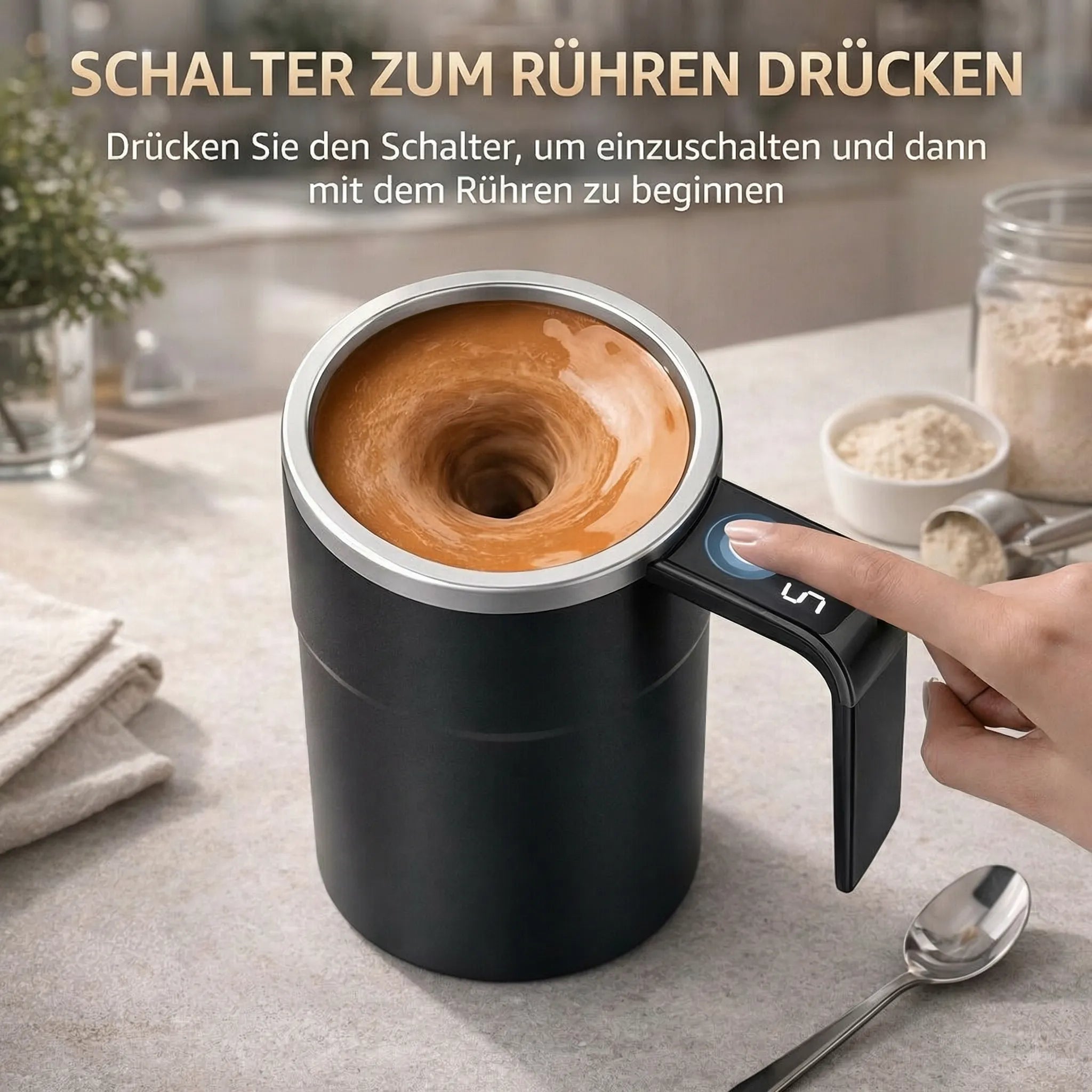 Smart Mixing Mug with LCD Display & USB Rechargeable Technology