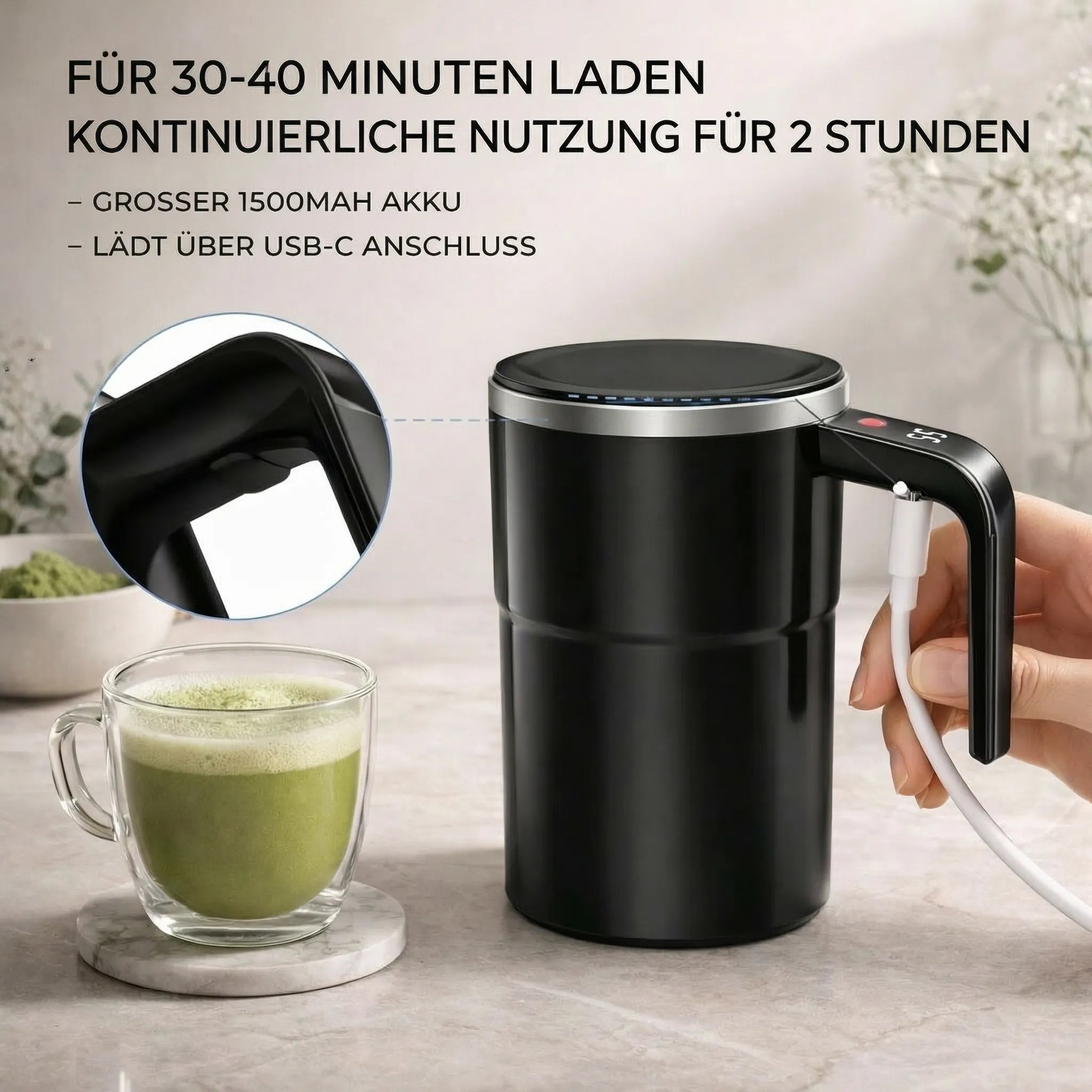 Smart Mixing Mug with LCD Display & USB Rechargeable Technology