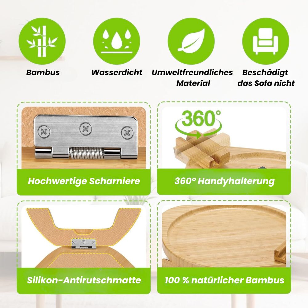 Compact Wooden Armrest Table for Your Sofa