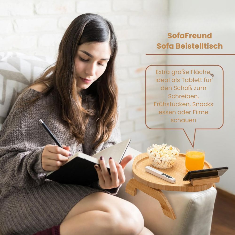 Compact Wooden Armrest Table for Your Sofa