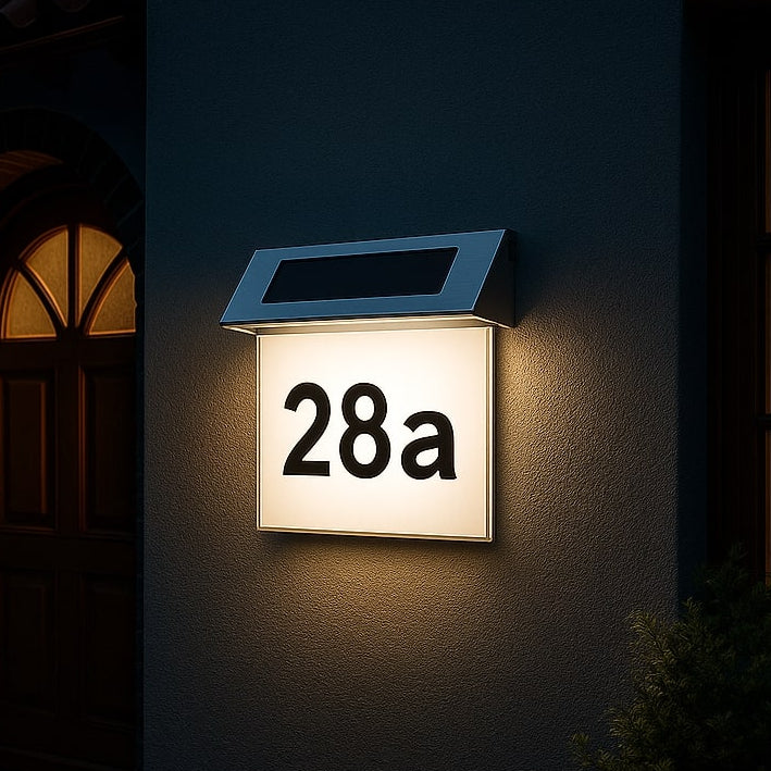 Illuminated Solar House Number with LED Lights - No Wiring Needed