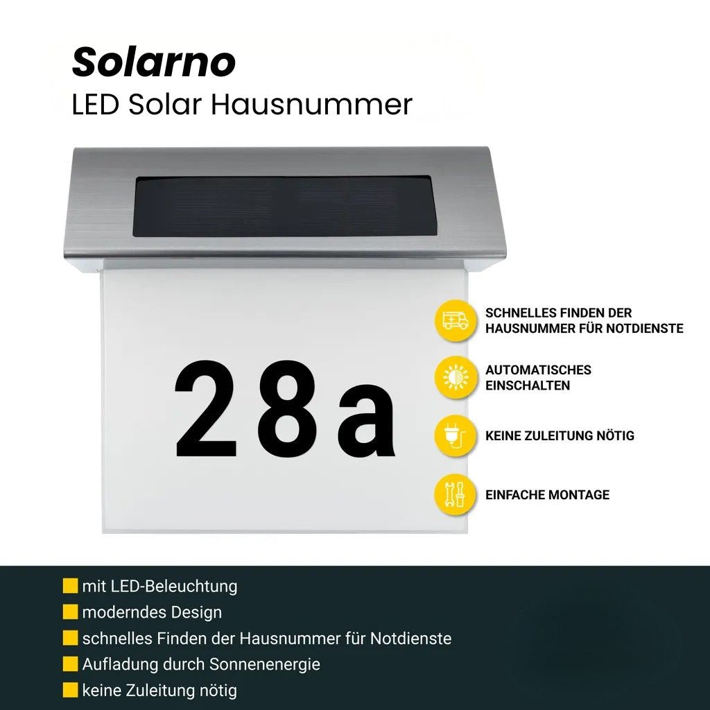 Illuminated Solar House Number with LED Lights - No Wiring Needed
