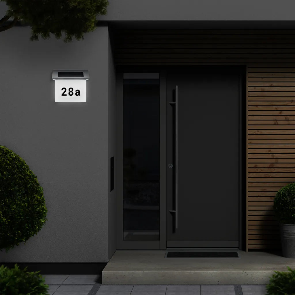 Illuminated Solar House Number with LED Lights - No Wiring Needed