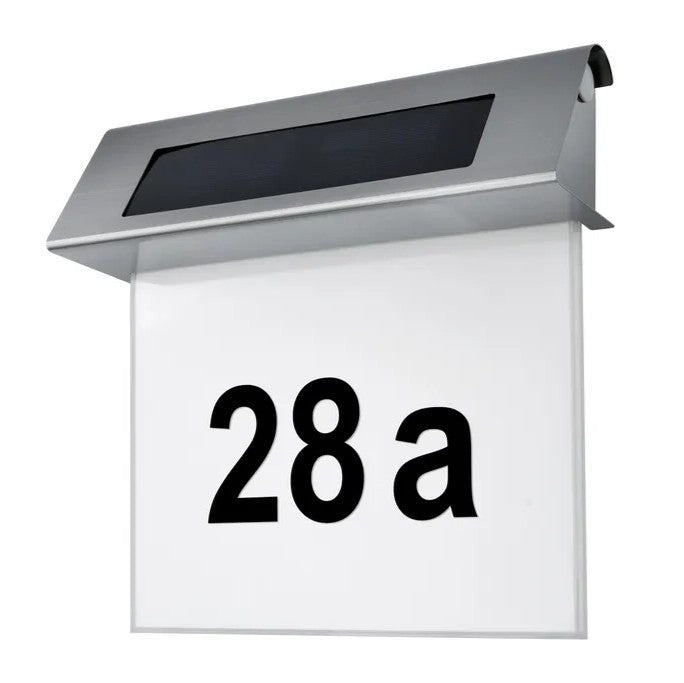 Illuminated Solar House Number with LED Lights - No Wiring Needed
