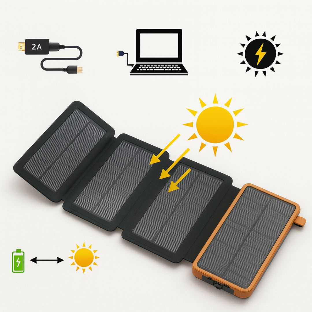 EcoCharge Portable Solar Power Bank | 20000mAh Capacity