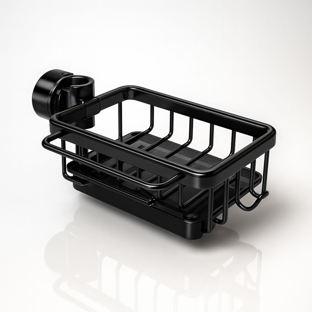 Smart Sink Organizer | Elegant Black & Silver Storage Solution