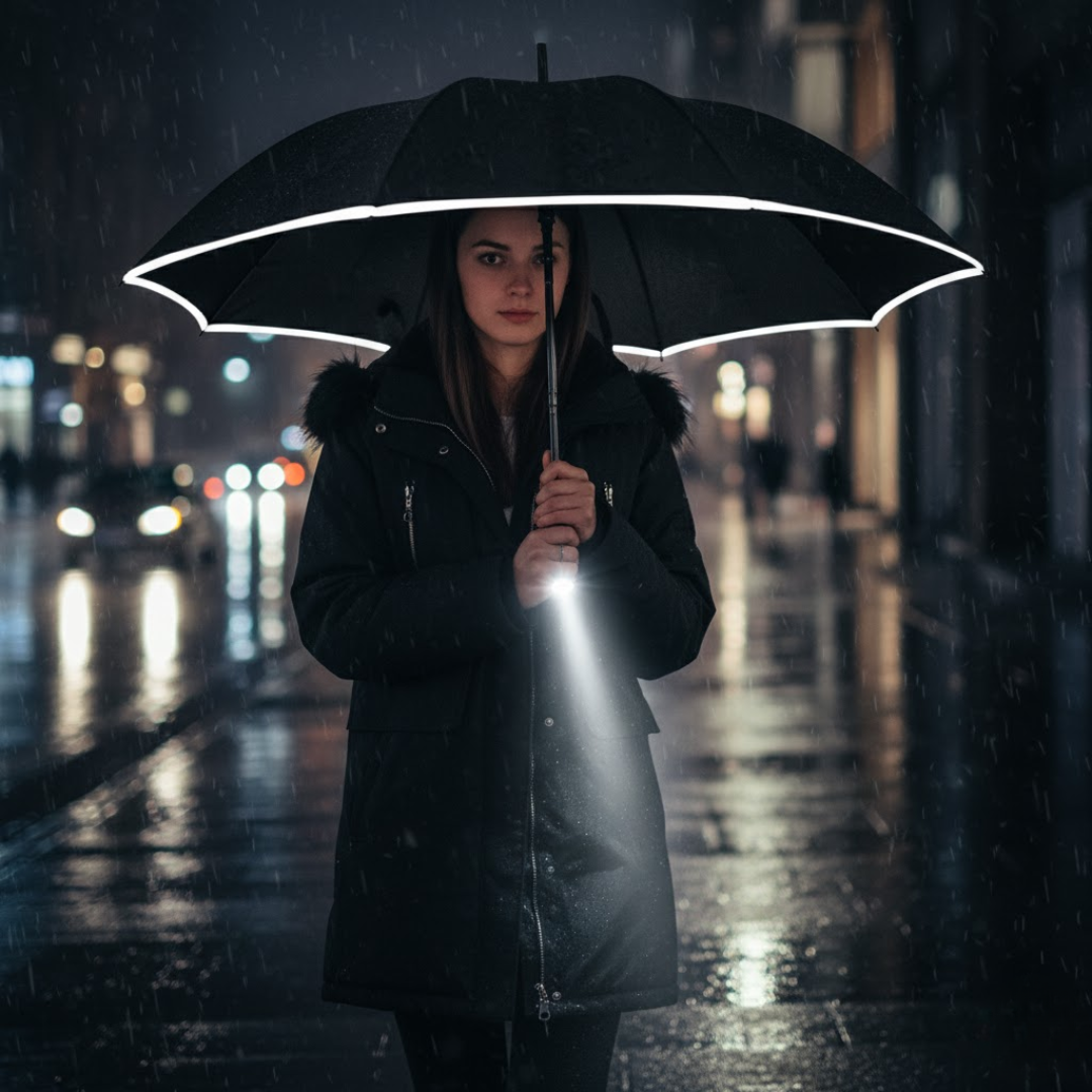 Wind-Resistant Smart Umbrella with Integrated Light