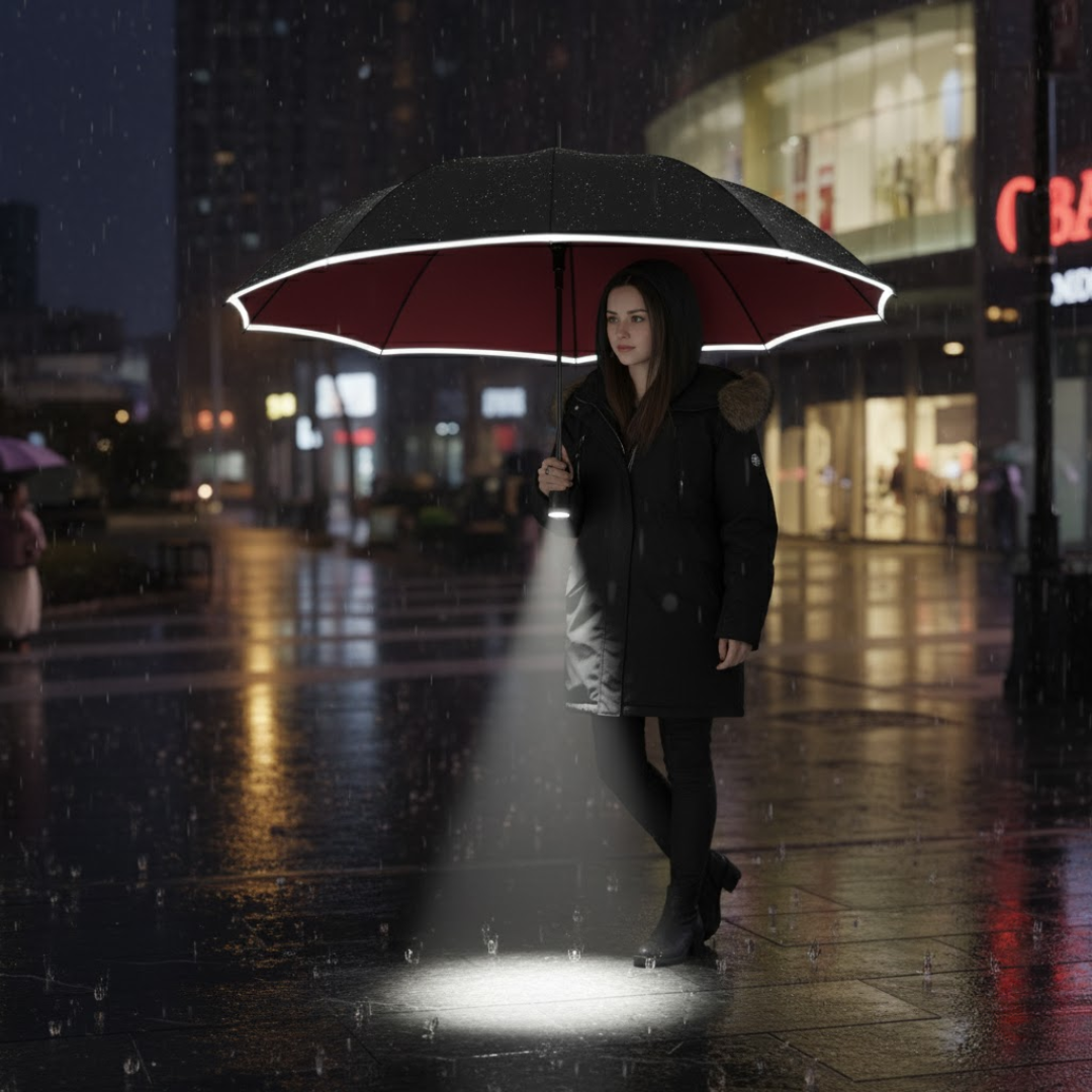 Wind-Resistant Smart Umbrella with Integrated Light