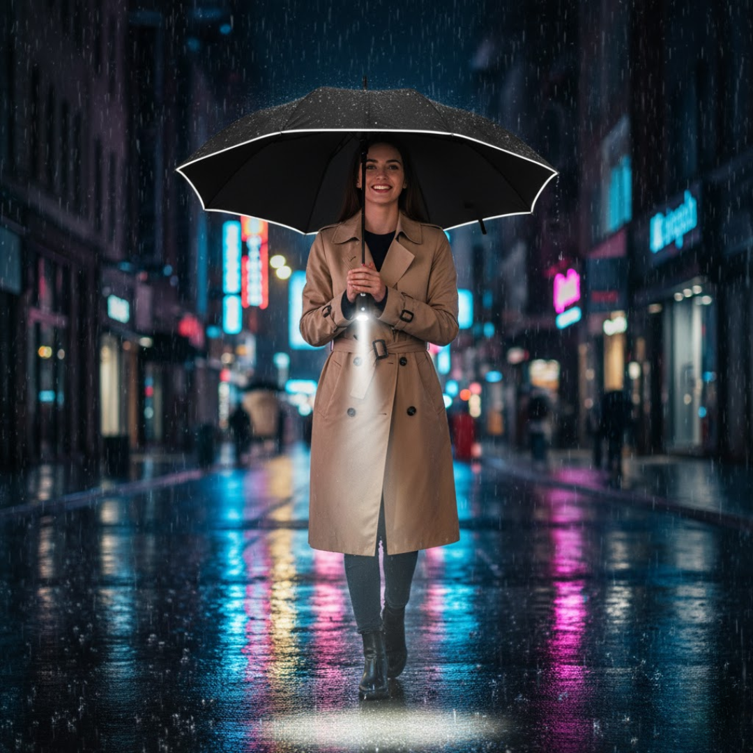Wind-Resistant Smart Umbrella with Integrated Light