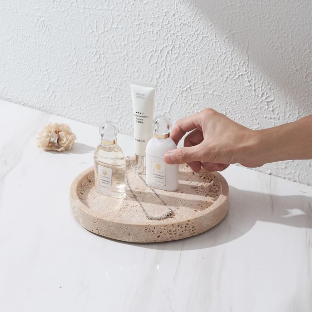 Elegant Round Natural Stone Tray for Stylish Decor