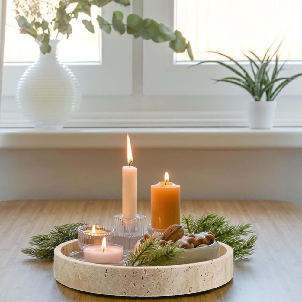 Elegant Round Natural Stone Tray for Stylish Decor
