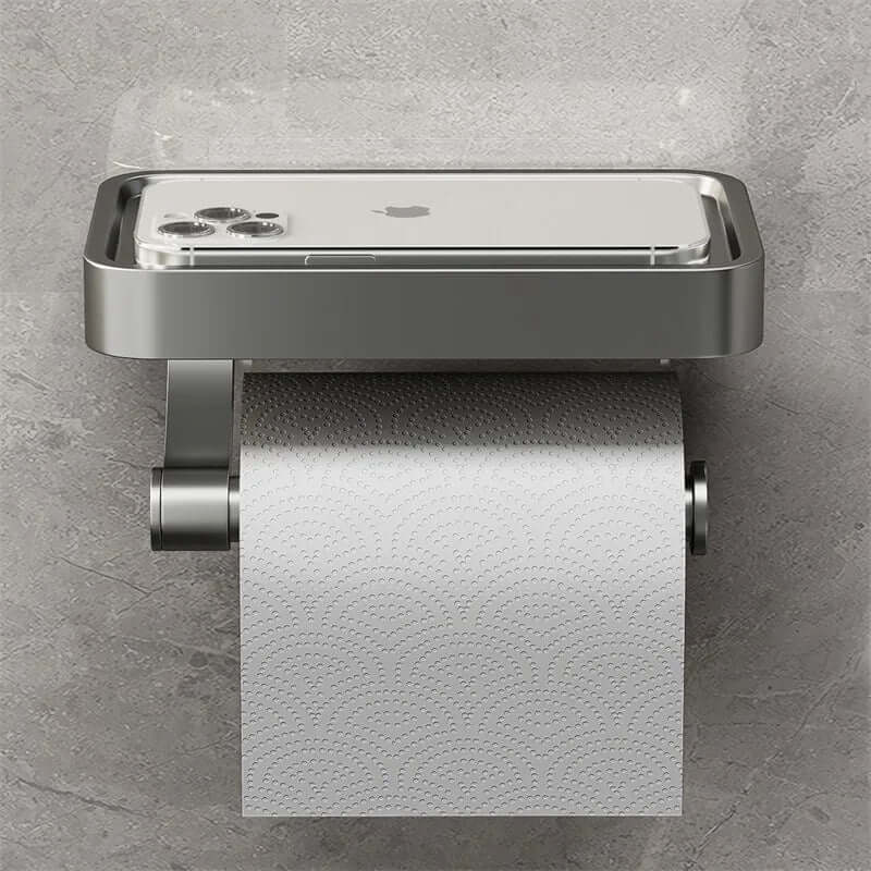 Stainless Steel Toilet Paper Holder with Storage Shelf