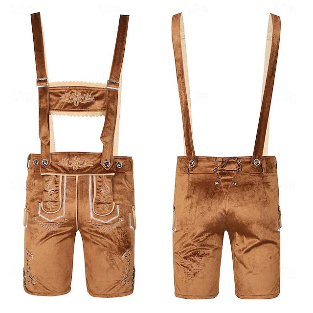 Traditional Bavarian Ensemble for Men | Complete Set with Lederhosen, Shirt, Socks & Hat