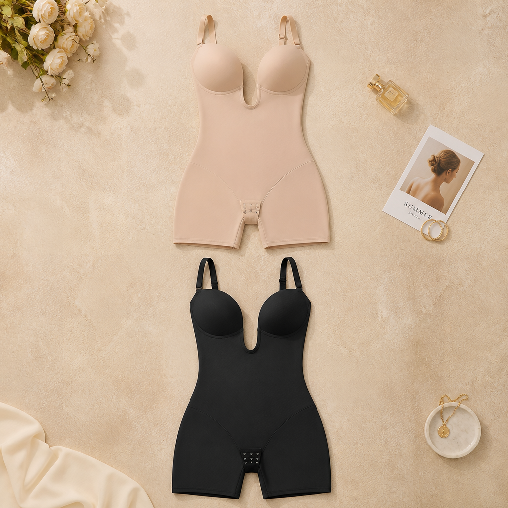 CurvaSculpt™ – Backless Plunge Sculpting Bodysuit with Push-Up Cups