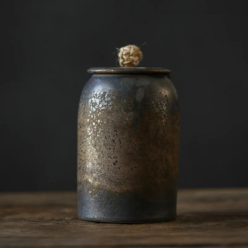 Stylish Ceramic Tea Storage Jar with Lid - Space-Saving Design