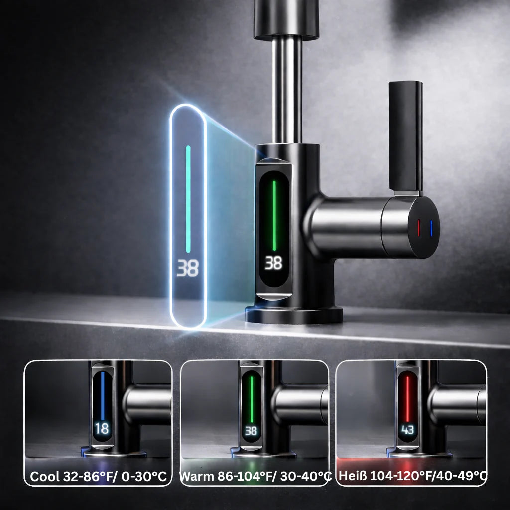 Versatile Kitchen Faucet with LED Display and 5 Spray Modes