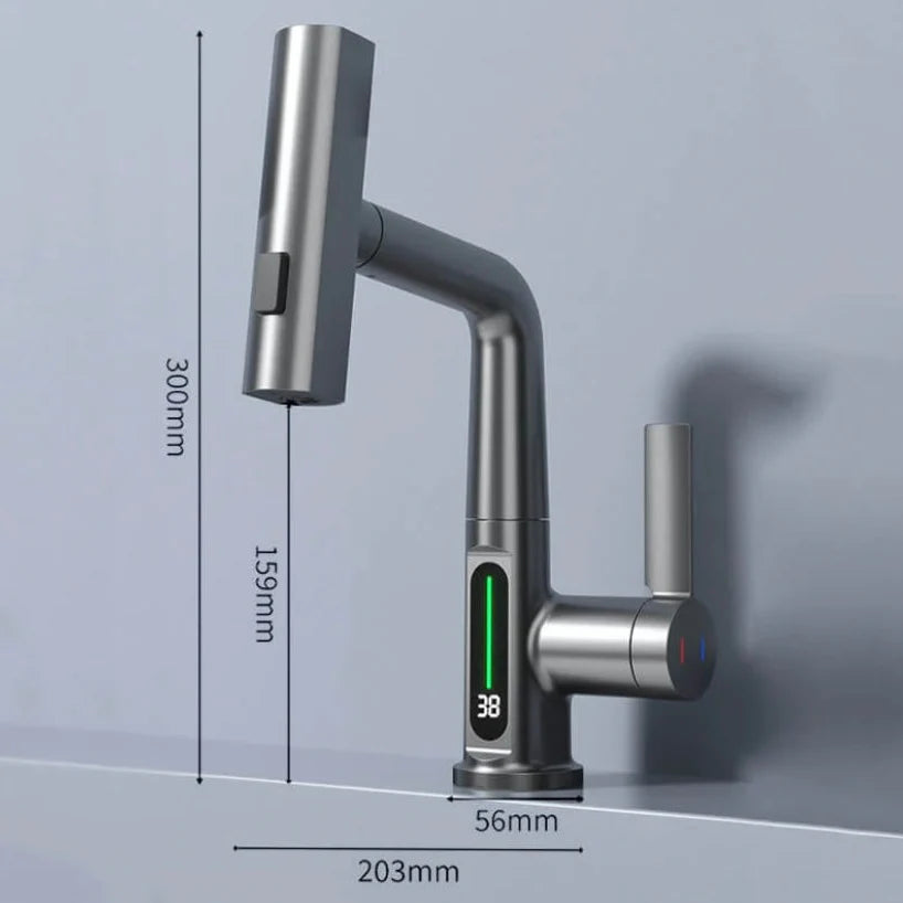 Versatile Kitchen Faucet with LED Display and 5 Spray Modes