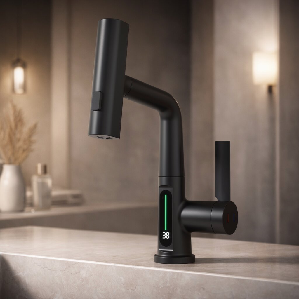 Versatile Kitchen Faucet with LED Display and 5 Spray Modes