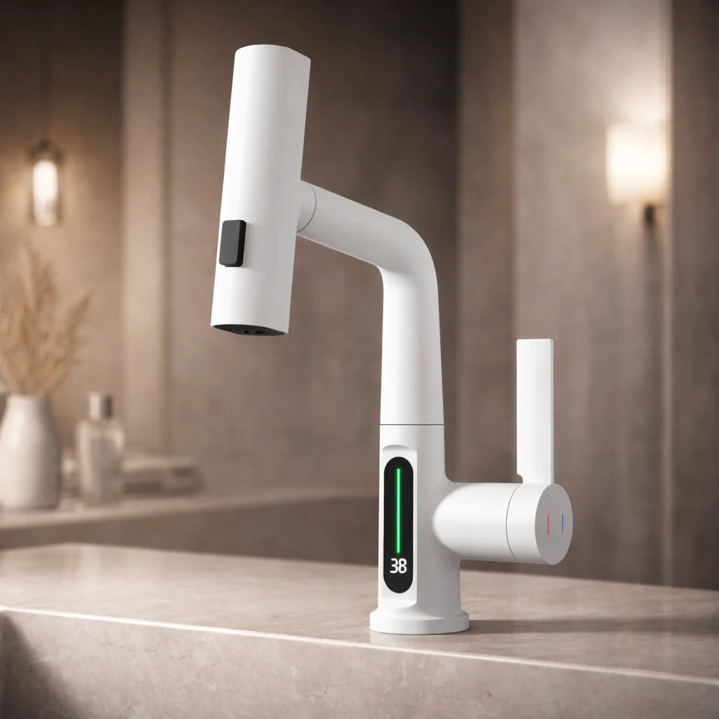 Versatile Kitchen Faucet with LED Display and 5 Spray Modes