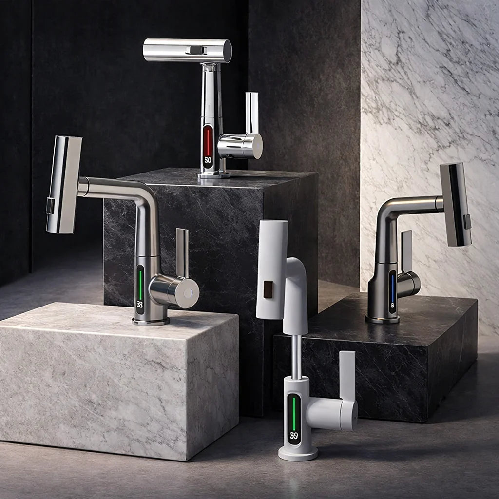Versatile Kitchen Faucet with LED Display and 5 Spray Modes