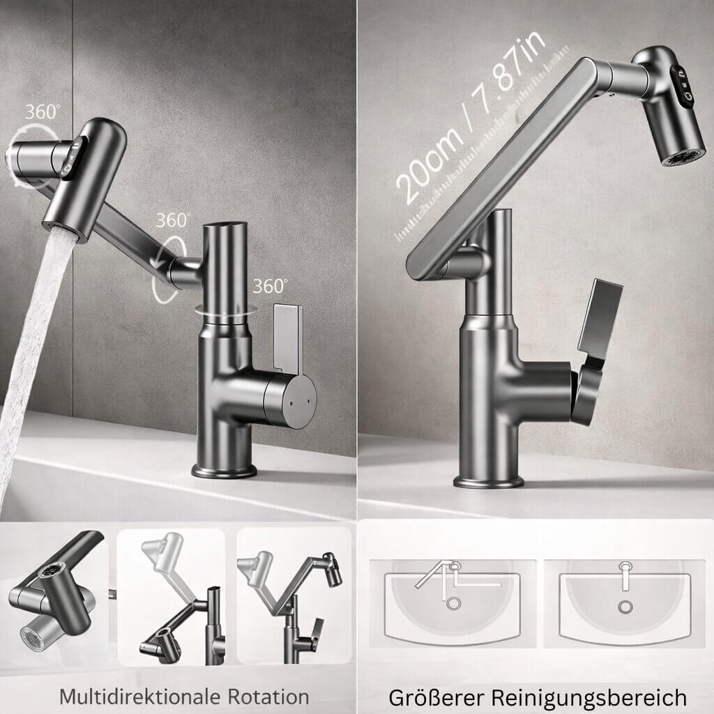 Versatile Kitchen & Bathroom Faucet | Flexible Sink Mixer
