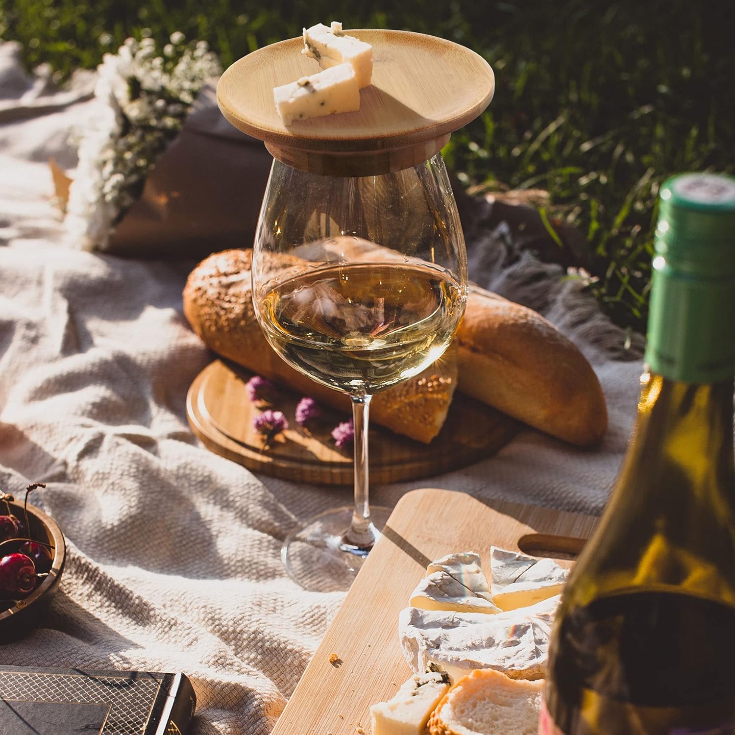 Elegant Wooden Snack Tray for Wine Glasses | Perfect for Entertaining
