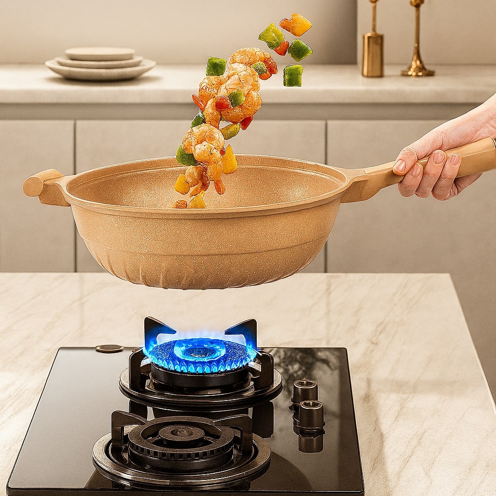 Induction-Compatible Non-Stick Wok for Effortless Cooking