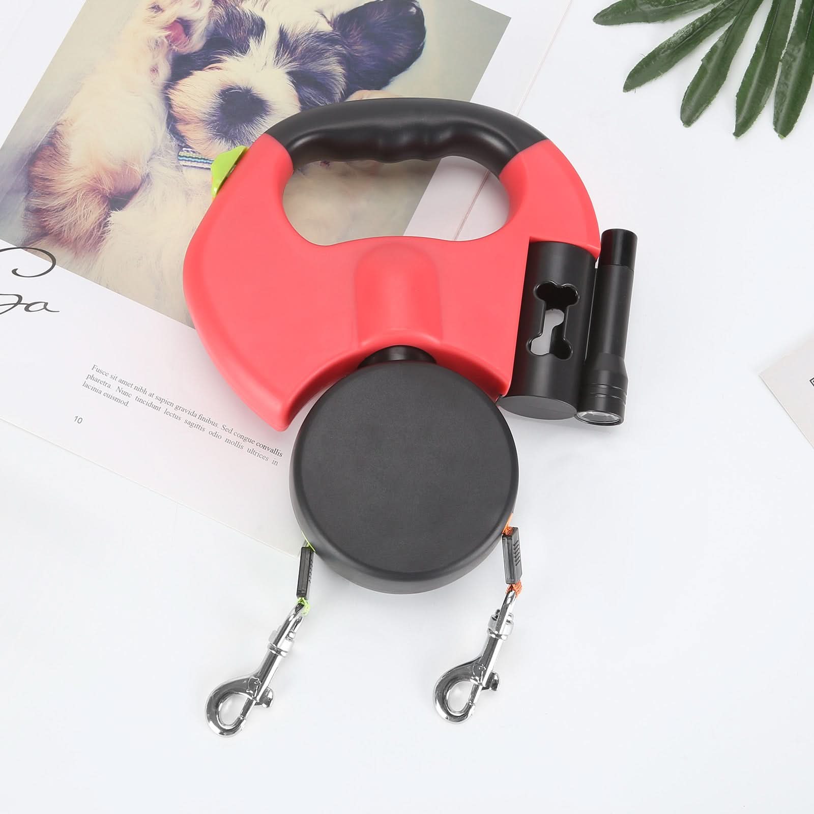 Dual Dog Walking Leash with Built-in LED Light