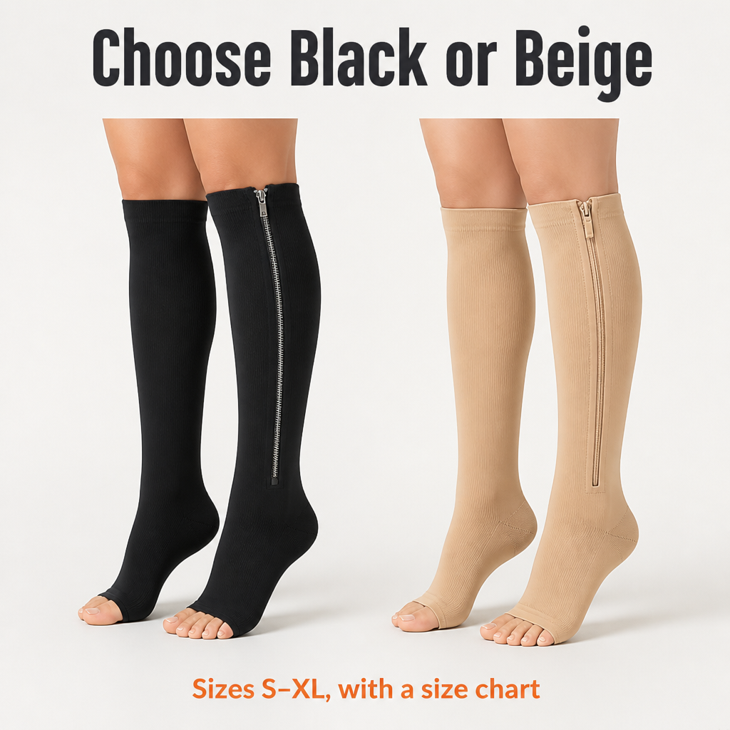 SilvaStride™ — Zip On Compression That Eases Swollen, Tired Legs by Evening
